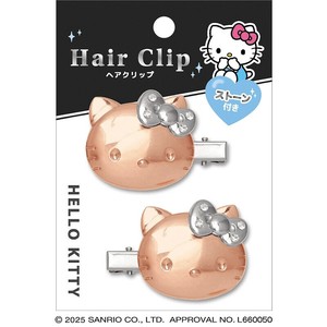 ■2025AW　先行予約■　サンリオキャラクターズ　シルバーヘアクリップ　ハローキティ/ピンク