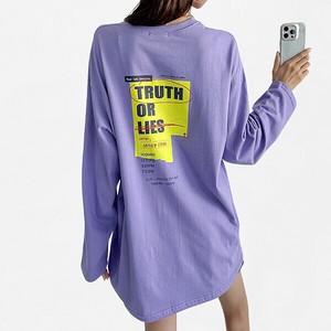 【トップス】綿　バックプリンティング　ルーズフィット　長袖　トップス　Tシャツ　Printing T-shirt