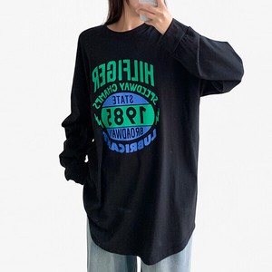 【トップス】綿　プリンティング　ルーズフィット　長袖　トップス　Tシャツ　Printing T-shirt