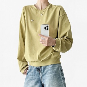 【トップス】無地　シンプル　ルーズフィット　MTM　長袖　トップス　Tシャツ　Loose-fit T-shirt