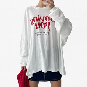 【トップス】プリンティング　ルーズフィット　長袖　トップス　Tシャツ　Printing T-shirt