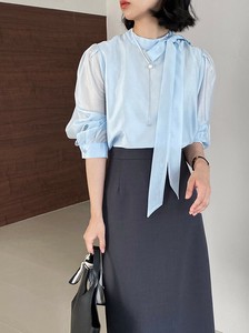 シャツ  ハイネック リボン  長袖  無地  ゆったり  快適  レディース ファッション   1186#  WXB727