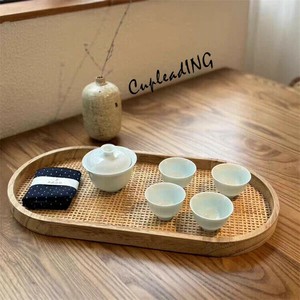 ≪予約商品≫早い者勝ち 楕円形木製収納トレイ リビング用テーブル上皿置き ティータイム小物整理