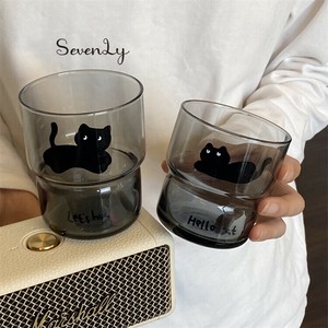 限定販売 可愛い黒猫柄 グラス コップ「2025新作」