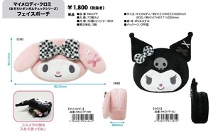 ★【12月下旬入荷予定】マイメロディ・クロミ　ギンガムチェックシリーズ　フェイスポーチ　MKO-FP