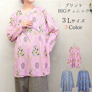 【2025新作】【3L】プリント ゆったりBIGチュニック ＜お買い得各色セットあり＞　即納