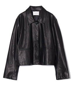 フェイクレザージャケット 短丈 アウター レディース
