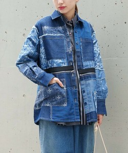 デニムシャツジャケット 2WAY ミドル丈 ショート丈 ZIP レディース