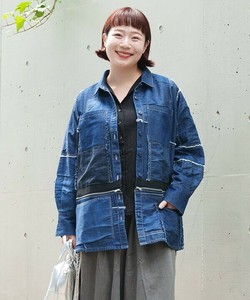 デニムシャツジャケット 2WAY ミドル丈 ショート丈 ZIP レディース 大きいサイズ