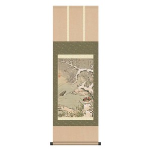 伊藤若冲 尺三掛軸 雪中遊禽図