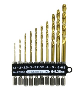 コンヨ SUN UP ドリルビットセット 太径6.0mm6.5mm入り10本組 26585