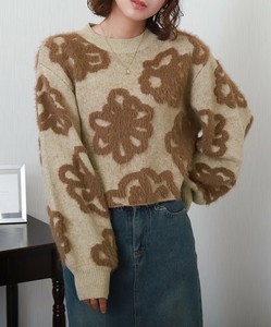 毛衣/针织衫 针织套头衫 花朵 雅卡尔织布