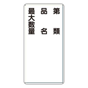 ユニット 危険物標識　第類・品名・最大数量　縦型 319-11