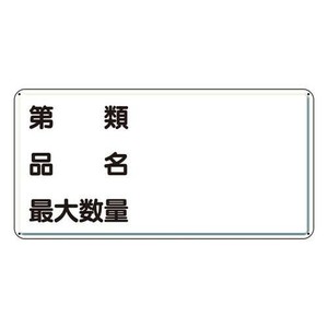 ユニット 危険物標識　第類・品名・最大数量　横型 319-13