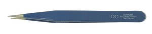 ピンセット NO.00 ブルー･イノックス 全長115mm 先端幅0.45mm