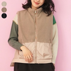 【2025新作】ボア×ナイロンコンビネーションジップベスト レディース ミセス 婦人服 36-1701