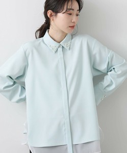 パール付裾シアーブラウス