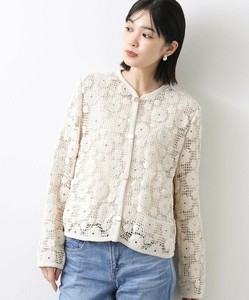 LU花レースクルーネックジャケット