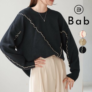 【SALE】再入荷：ウェーブメロウニットトップス◇人気の配色ウェーブメロウがアクセント