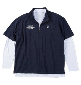 FILA GOLF 大きいサイズ 3Dジャガード半袖シャツインナーセット ネイビー×ホワイト