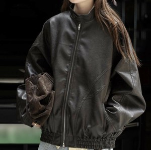 u29536トップス レディース レザージャケット アウター コート 長袖 レトロ 2025秋新作