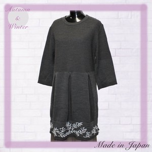 Sweater/Knitwear Tunic Floral Pattern Made in Japan