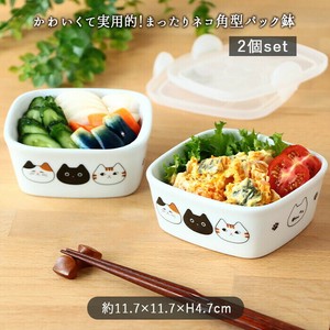 Storage Jar/Bag Square Dishwasher Safe Mattari Cat 280ml Set of 2