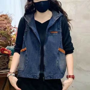 Vest Embellished Denim Cotton