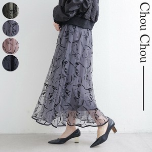 ベロア素材模様入り チュールスカート 2025新作 人気  chouchou東京