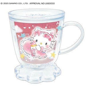 ■2025AW　先行予約■　サンリオキャラクターズ　カフェ型グリッターカップ　ハローキティ/白猫べビー