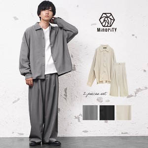 【セットアップ】とろみ素材ドルマンシャツジャケット+ワイドスラックス 2点セットアップ／MinoriTY