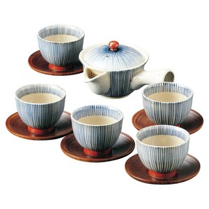 波佐見焼 朱巻十草急須茶器揃(茶托付) 009-703M 5510-018