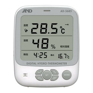 A&D アラーム付き温湿度計 熱中症指数系 熱中症指数モニター 露点測定機能付 AD5685