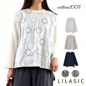 T-shirt Ladies fashion 100% Cotton Polka Dot Cut-and-sew