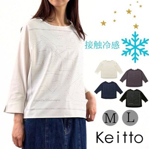 T-shirt Crew Neck Ladies fashion 3/4 Length Sleeve Cut-and-sew