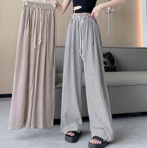 ワイドパンツ ストライプ 薄手 無地  ゆったり  快適 レディース ファッション  MBQ3844