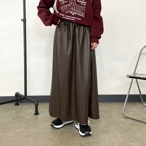 2025年新商品 裙子 人造革/仿皮革 喇叭裙 宽松 立即发货 秋