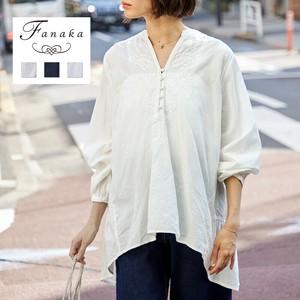 【Fanaka2025AW新作】ストライプドビーラクノウ刺繍後ろティアードブラウス