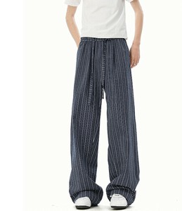 ワイドパンツ ストライプ 薄手 夏 カジュアル 快適 メンズ ファッション MBQ3850