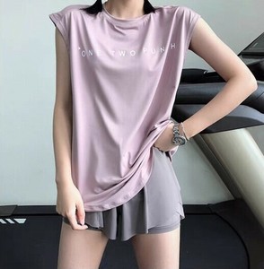 スポーツ Tシャツ ラウンドネック ヨガ服  ノースリーブ  無地 快適 レディース ファッション  MBQ3853