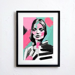 【アートポスター】人物画 女性 ミットセンチュリー モダン 現代アート イラスト A4A3A2サイズ