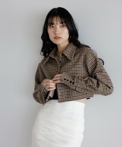 Button Shirt/Blouse Cropped Check