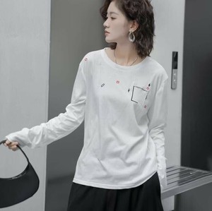 u29546トップス レディース Tシャツ プルオーバー インナー カジュアル 2色 長袖 韓国風 2025秋新作