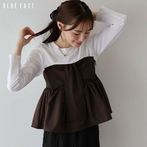 2025新作【リボンビスチェドッキングTシャツ】トップス　カットソー  長袖　リボン　レディース