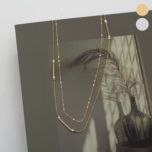 ネックレス《メタルパイプダブルチェーンネックレス 全2色》