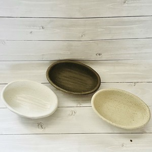 【白備前・白釉・青梨マット】オーバルボウル（リム付カレー鉢）3柄（美濃焼・日本製・陶磁器）