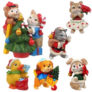 《予約：10月上旬入荷》ビンテージアニマルデコレーション クリスマス ネコ