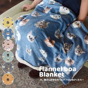 《9月中旬入荷予定》フランネルボアブランケット CAT FACE・DOG FACE