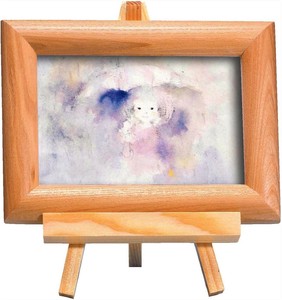 ナチュラルイーゼル付(ちひろ絵はがき一枚入り)　1414940・雨の中の少女