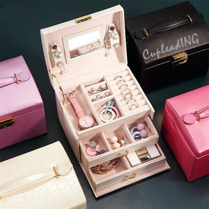 ＜SALE＞早い者勝ち 皮革三層 ジュエリー収納ボックス 大容量 アクセサリー整理 多段式 家庭用